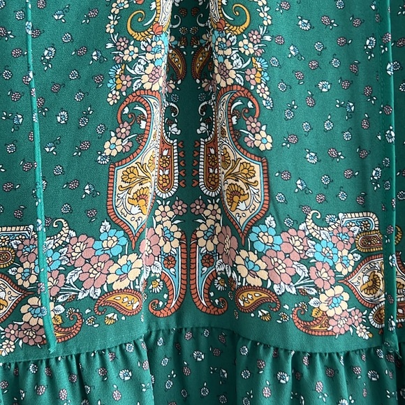 MAX STUDIO NWT Paisley Pattern Chiffon Tunic Dress in Green size medium - Picture 3 of 9